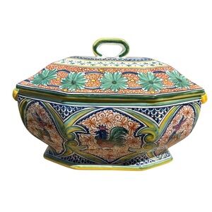 Williams Sonoma Alhambra Hand Painted Soup Tureen Portugal Rooster Serving Dish